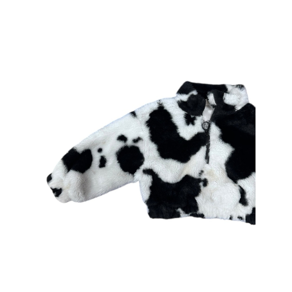 Baby SHEIN Cow Print Faux Fur Jacket 2Y Black White - Picture 3 of 6